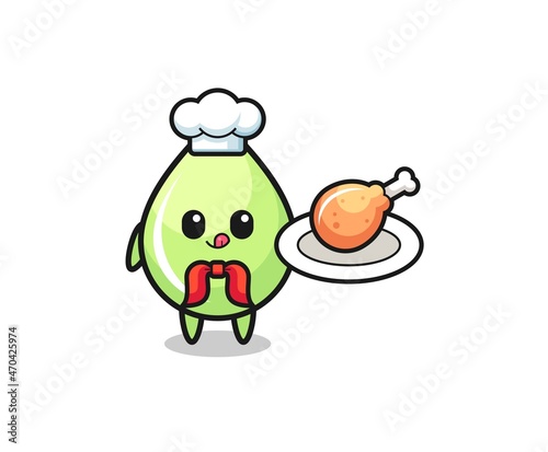 melon juice drop fried chicken chef cartoon character