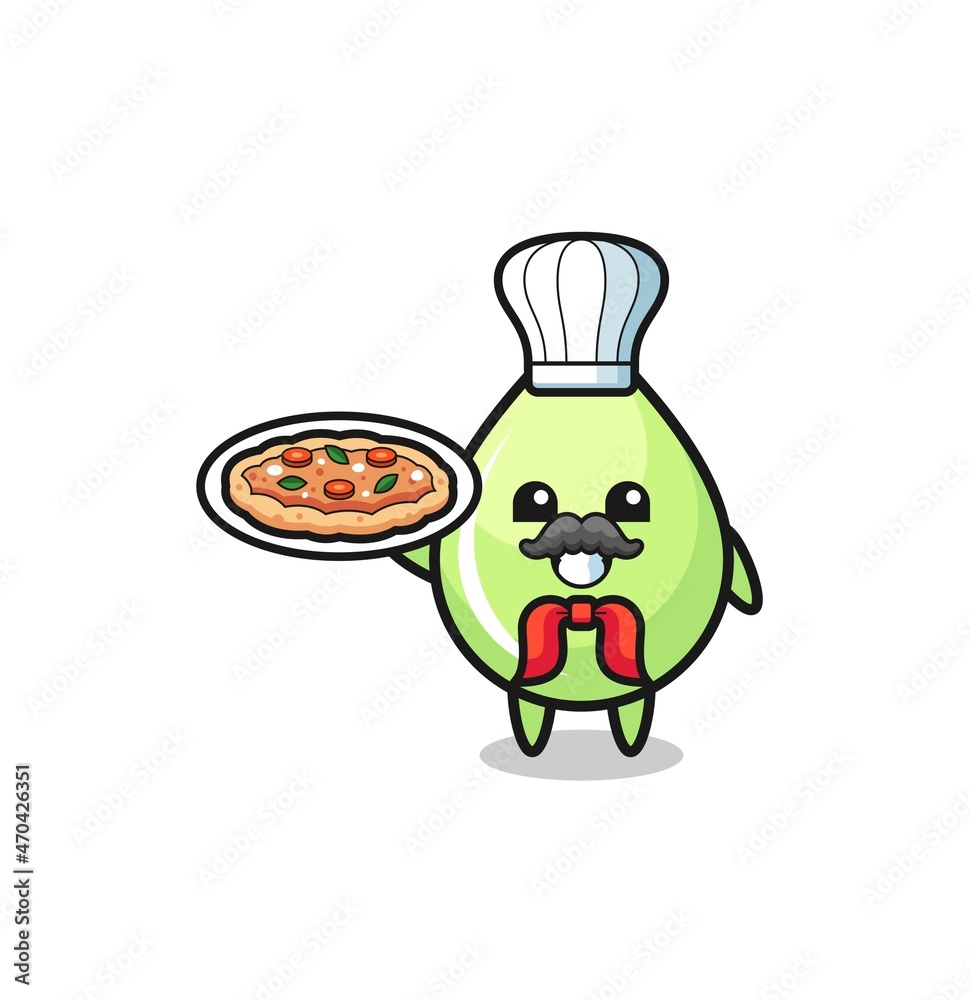 melon juice drop character as Italian chef mascot melon juice drop character as Italian chef mascot