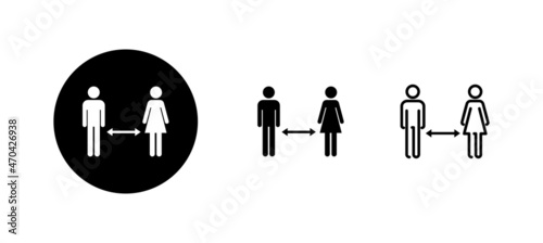 Social distancings set. social distance sign and symbol. self quarantine sign
