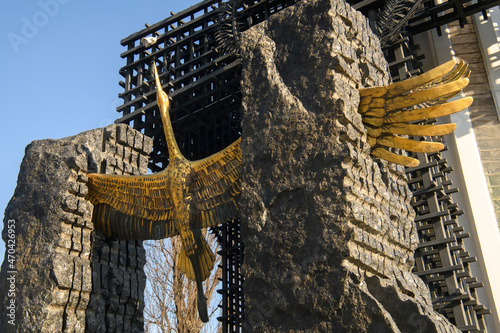 Fragment of Memorial to victims of Holodomor, dedicated to victims of big hunger in Ukraine 1932 - 1933. Kyiv, Ukraine photo