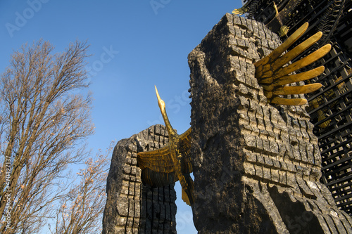 Fragment of Memorial to victims of Holodomor, dedicated to victims of big hunger in Ukraine 1932 - 1933. Kyiv, Ukraine photo