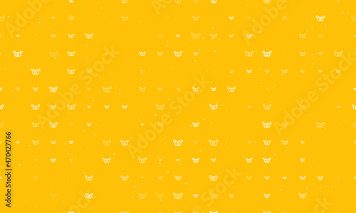 Seamless background pattern of evenly spaced white homosexual symbols of different sizes and opacity. Vector illustration on amber background with stars