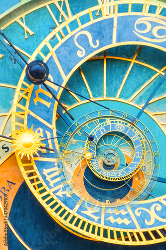 Photography Droste effect background based on Prague astronomical clock