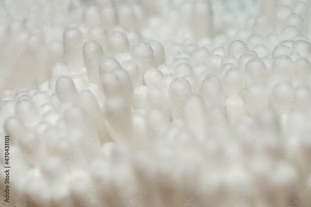 Cotton swabs close-up view from above