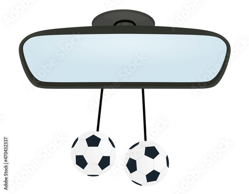 Soccer balls on mirror. vector