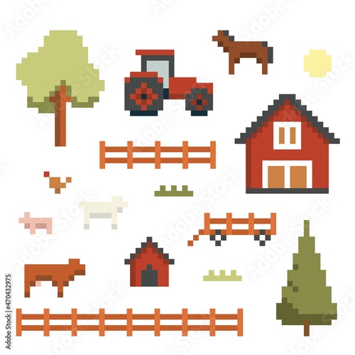 Pixel art farm objects
