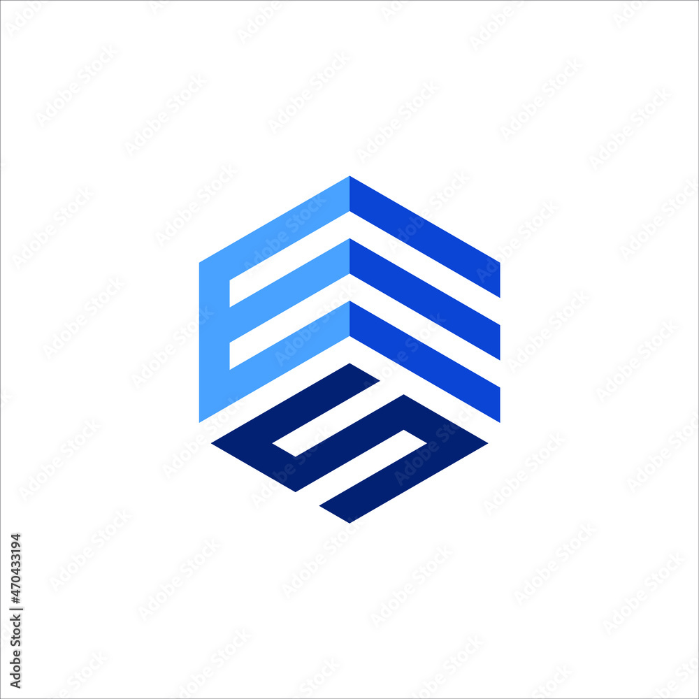 Initial letter e s with hexagon line style shape, logo vector illustration Initial letter e s with hexagon line style shape, logo vector illustration