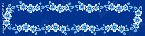 Illustration on a sheet of 4x1 format - stylized flowers with leaves - graphics. Banner for text, gift