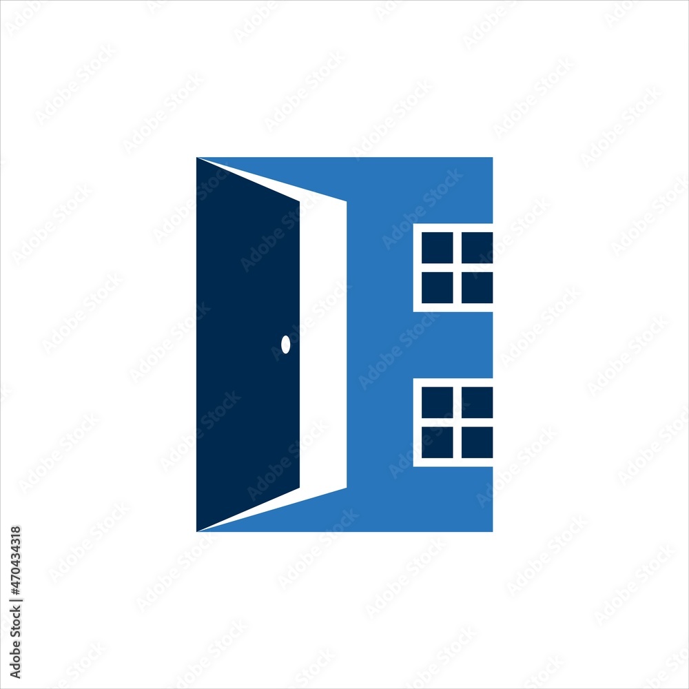 Letter E logo with open door shape style concept, Logo, Vector, illustration Letter E logo with open door shape style concept, Logo, Vector, illustration