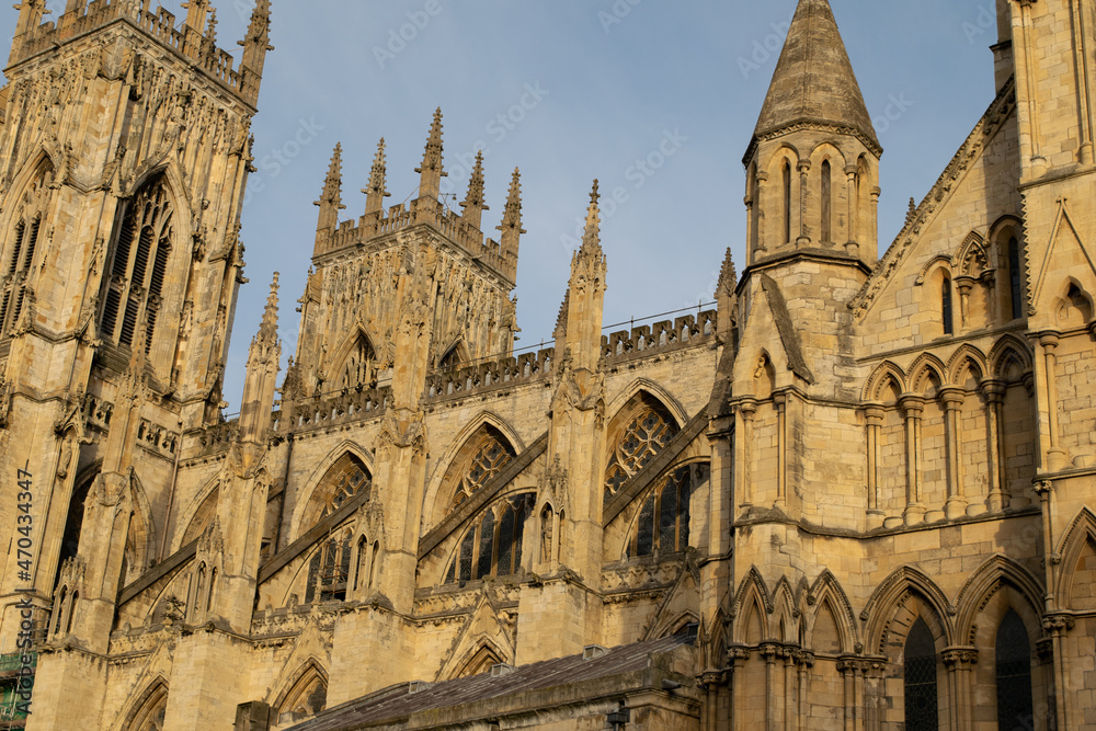 Detail of gothic architecture of York Minster Cathedral