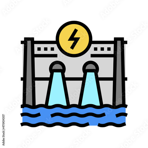 hydroelectricity energy construction color icon vector. hydroelectricity energy construction sign. isolated symbol illustration