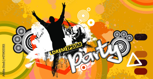Party background with dancing people - vector illustration