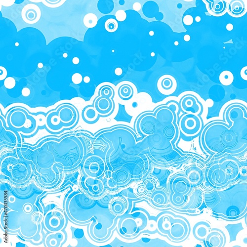 Blue water soap bubbles seamless background pattern