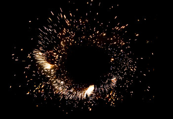Sparkling burning frame on black background
