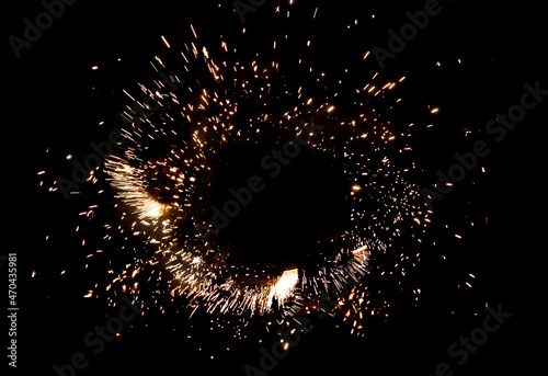 Sparkling burning frame on black background