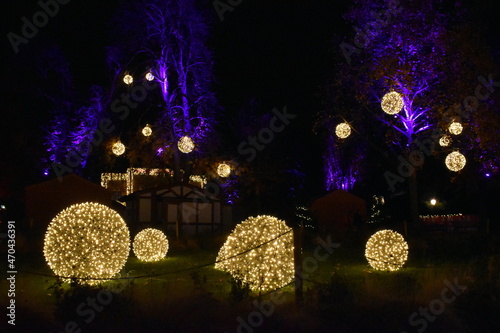 Colombipark in Freiburg mit Weihnachtsbeleuchtung photo