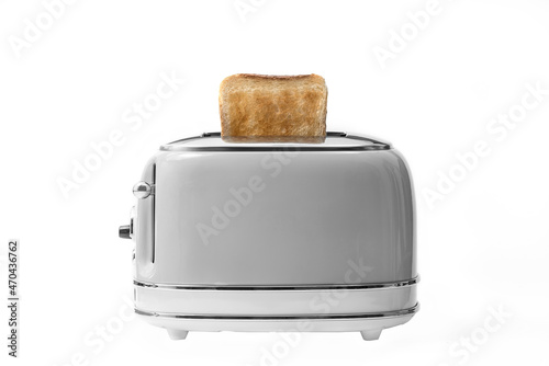 Retro toaster and toasted slices of bread isolated on white background with clipping path