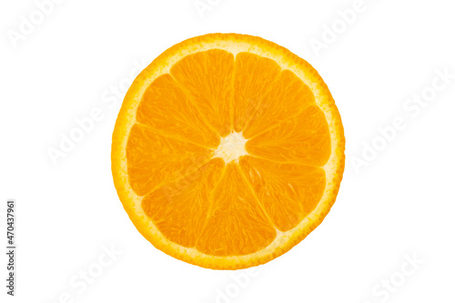 Half sliced navel orange isolated on white background with Clipping Path