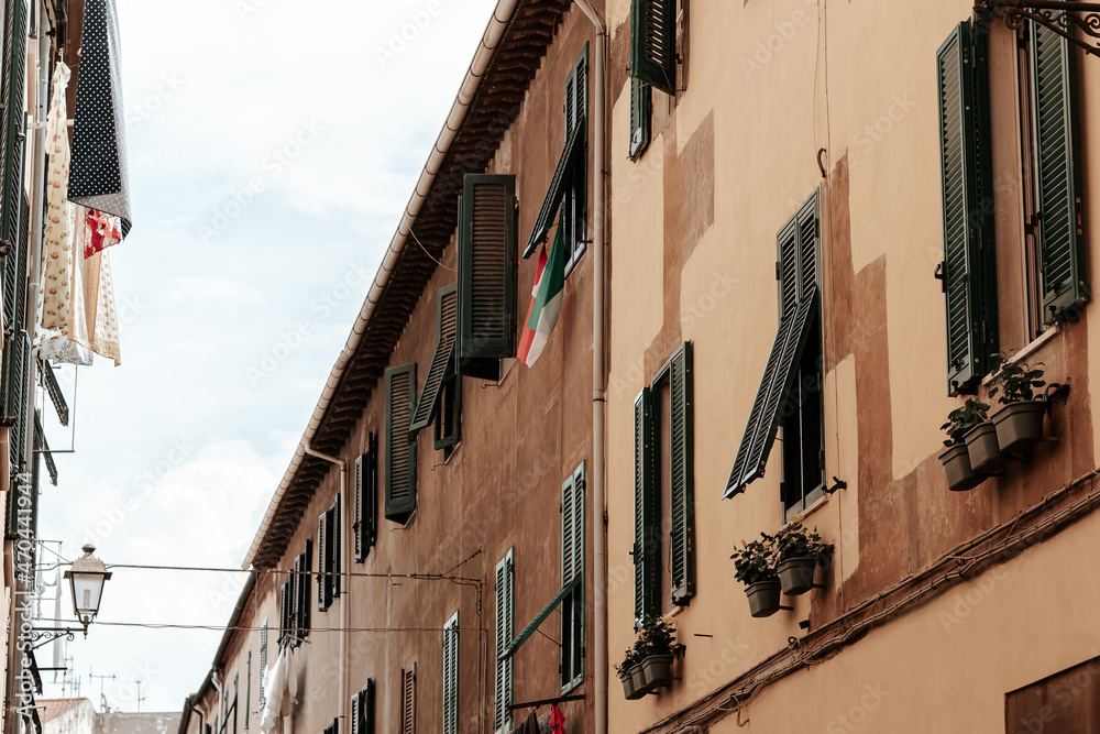 Italian windows with shutters