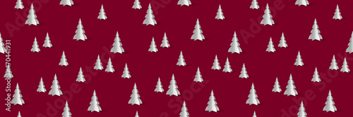 Christmas tree seamless pattern on red background vector illustration
