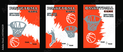 Set Vector. A basketball. Tournament. Announcement of a sporting event. Flyer, Template illustration. Basketball tickets. 
Basketball League