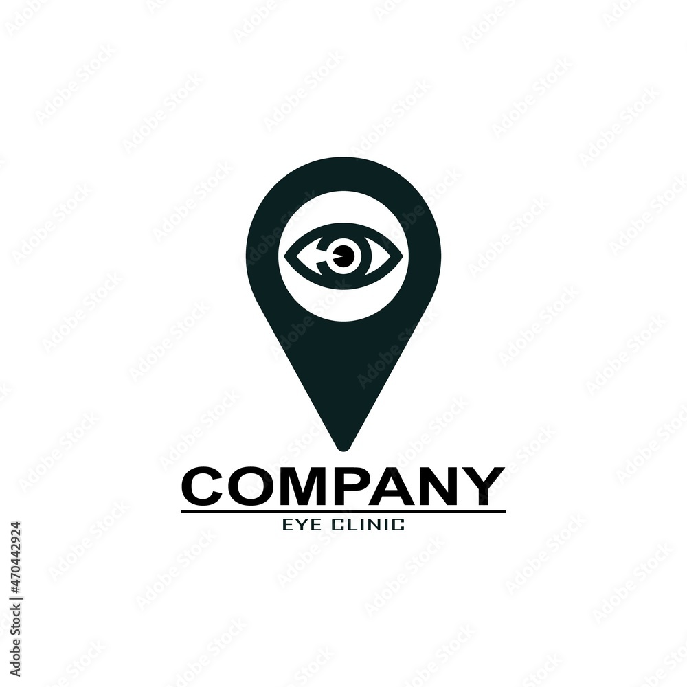 eye clinic logo design with Location icon and eye icon. vector illustration eye clinic logo design with Location icon and eye icon. vector illustration