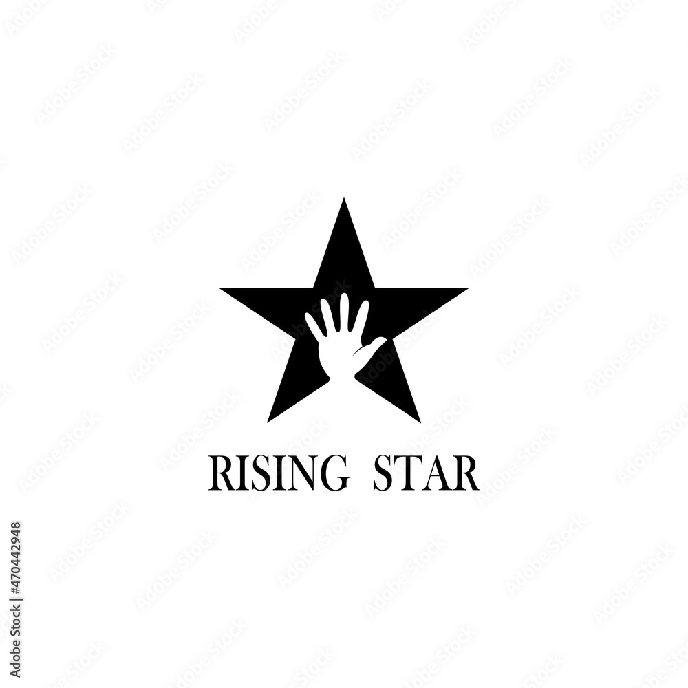 Rising star logo design with hand and star. Vector illustration Rising star logo design with hand and star. Vector illustration