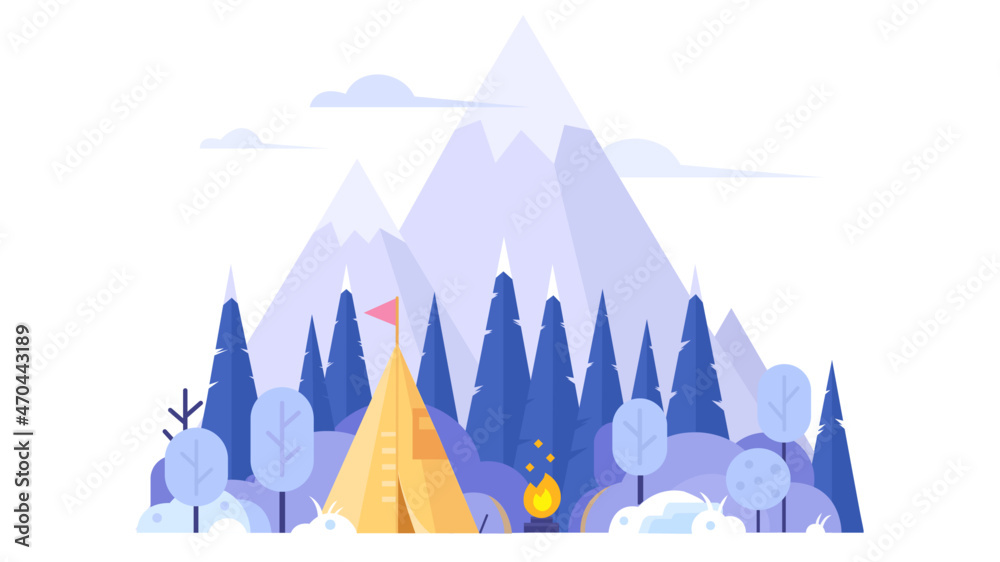 Minimalistic camp illustration