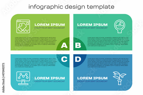 Set line Genetic engineering, Data visualisation, Plant breeding and Gauge scale. Business infographic template. Vector