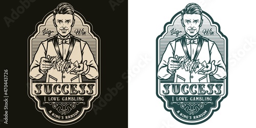 Casino monochrome vintage label