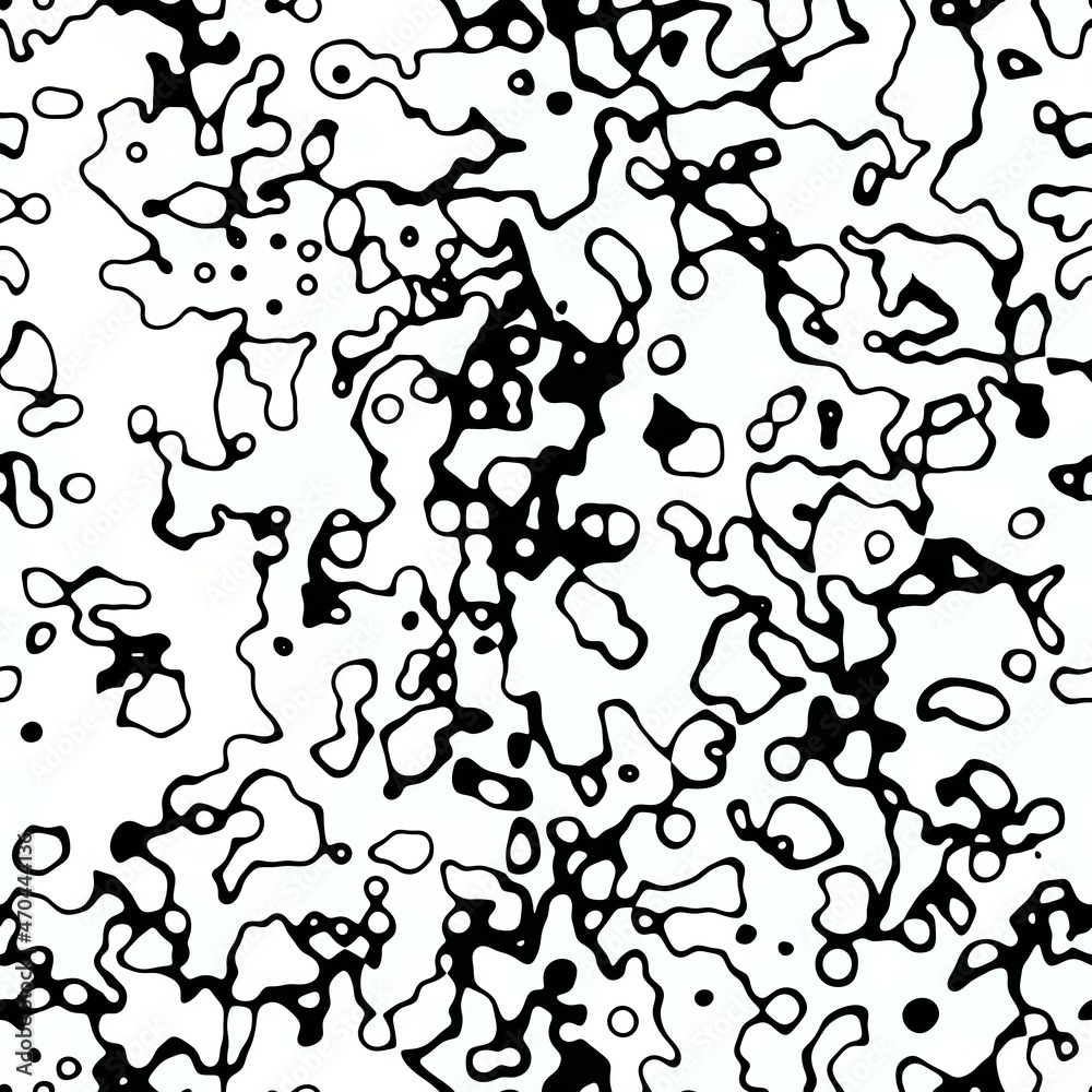 Abstract black and white doodle ink seamless background pattern