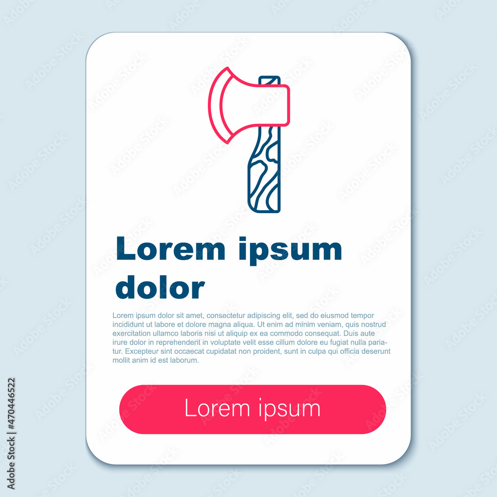 Line Wooden axe icon isolated on grey background. Lumberjack axe. Colorful outline concept. Vector Line Wooden axe icon isolated on grey background. Lumberjack axe. Colorful outline concept. Vector