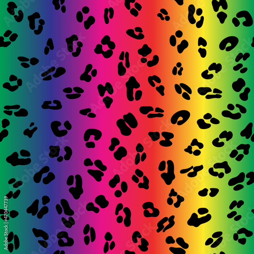 Leopard seamless rainbow pattern. Leopard pattern design in rainbow colors. Seamless ocelot pattern for wallpaper  wrapping pape  textile.