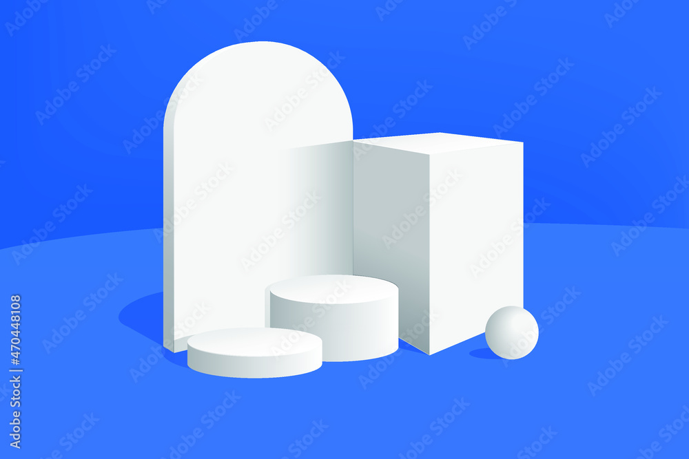 Geometric podium white for product presentation. Abstract beauty scene. vector stage template Geometric podium white for product presentation. Abstract beauty scene. vector stage template