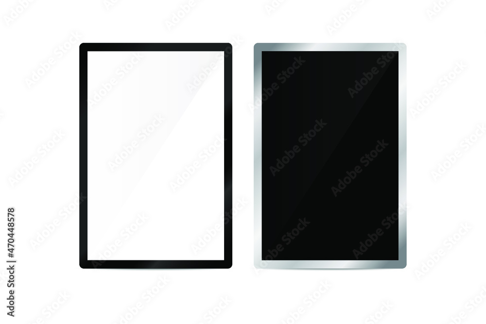 Black and white tablet computer mockups with blank screens. Vector illustration Black and white tablet computer mockups with blank screens. Vector illustration