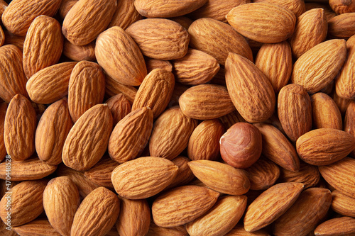 Hazelnuts among nuts of almonds.