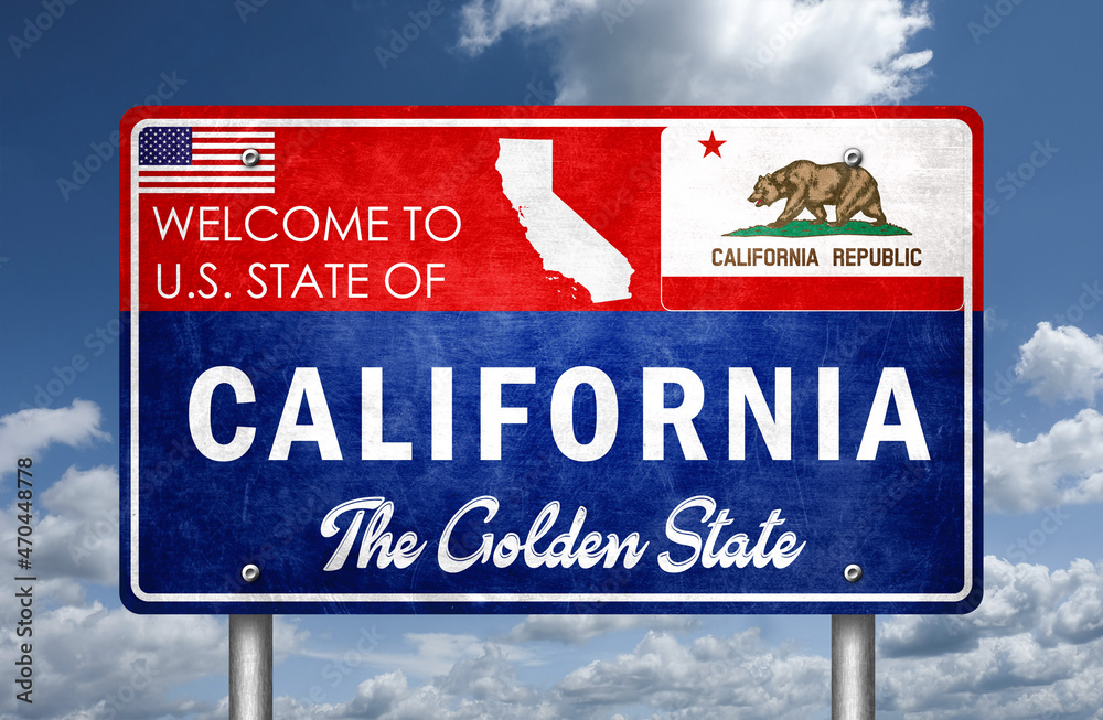 Welcome to California state road sign