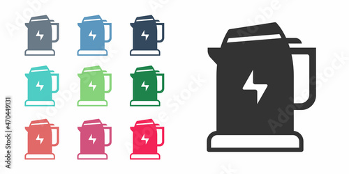 Black Electric kettle icon isolated on white background. Teapot icon. Set icons colorful. Vector