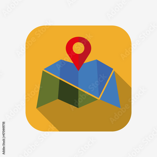 City map with location marker, flat icon. Map pin for gps, cartography, and navigation concept.