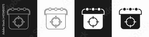 Set Target sport icon isolated on black and white background. Clean target with numbers for shooting range or shooting. Vector