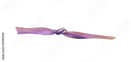 Decorative multicolor bow with long ribbon isolated on white background. Vector illustration
