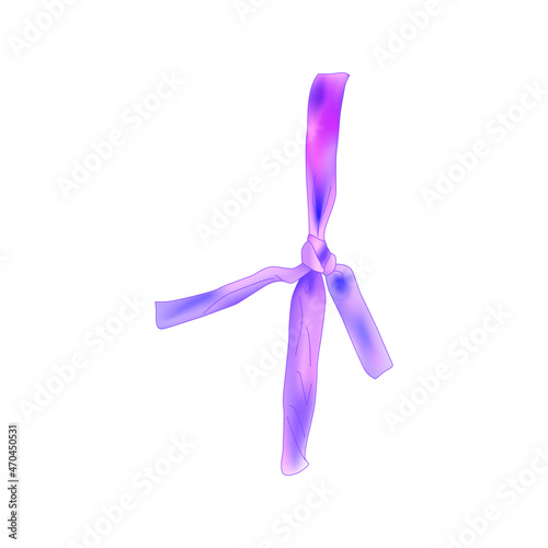Decorative multicolor bow with long ribbon isolated on white background. Vector illustration
