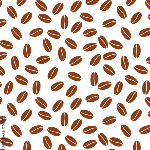 Seamless Coffee Bean Pattern in White Background.