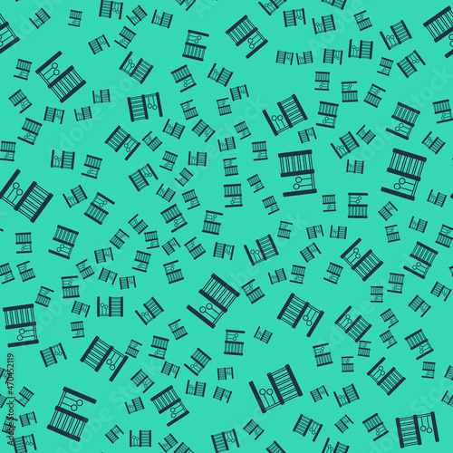 Black Wooden Swedish wall icon isolated seamless pattern on green background. Swedish stairs. Vector