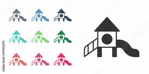 Black Slide playground icon isolated on white background. Childrens slide. Set icons colorful. Vector