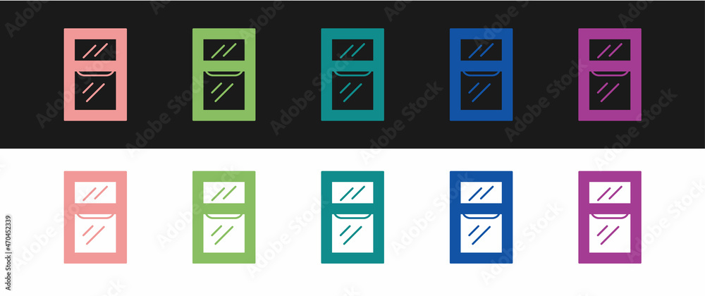 Set Window in room icon isolated on black and white background. Vector Set Window in room icon isolated on black and white background. Vector
