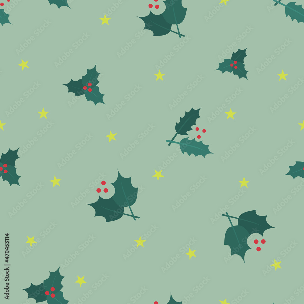 Obraz premium Illustrator vector of seamless wallpaper of chisrtmas leaf and star