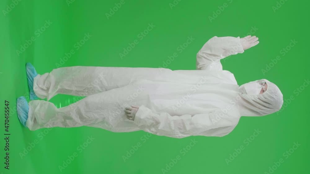 Full Body Of Asian Man Wearing Personal Protective Equipment Uniform Ppe, Medical Face Mask And Waving Hand, Bye Bye In The Green Screen Studio
Full Body Of Asian Man Wearing Personal Protective Equipment Uniform Ppe, Medical Face Mask And Waving Hand, Bye Bye In The Green Screen Studio