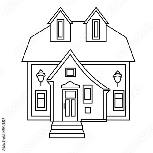 Small cottage outline icon vector illustration