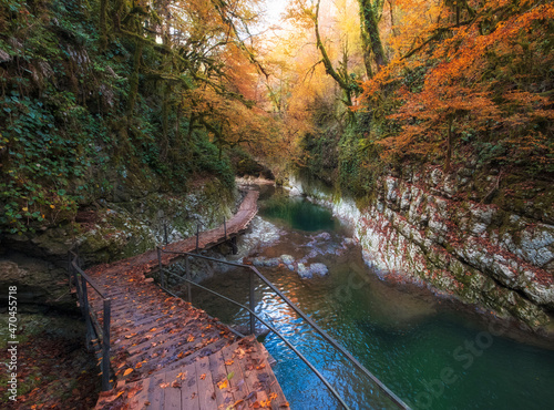 Olginsky waterfall, and cascades in the Tsebeldinsky gorge, A narrow photo